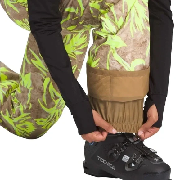 The North Face Freedom Insulated Ski Bib Utility Brown Prairie Print Small NEW - Picture 4 of 16